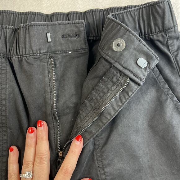 GAP M Medium High Rise Easy Wide Leg Khakis Pants Black Elastic Waist Utility - Picture 5 of 15